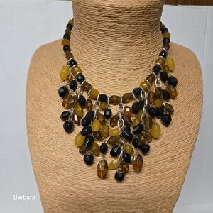 Vintage 30s W Germany Black, Honey & Amber-tone Beaded Necklace